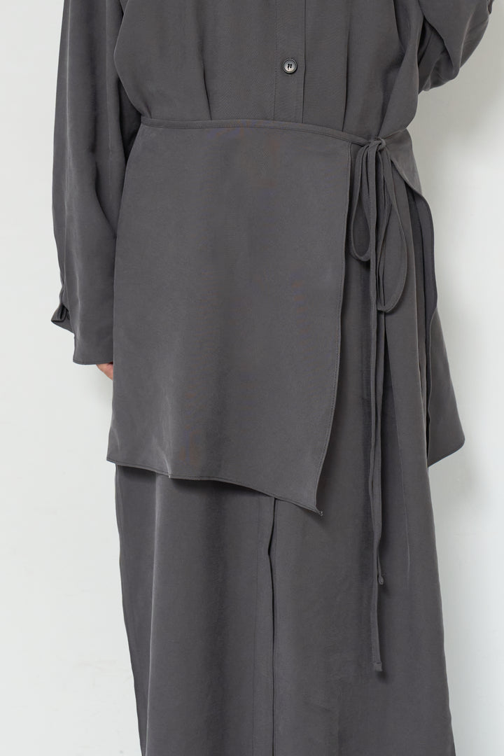 スカーフ巻きシャツワンピース