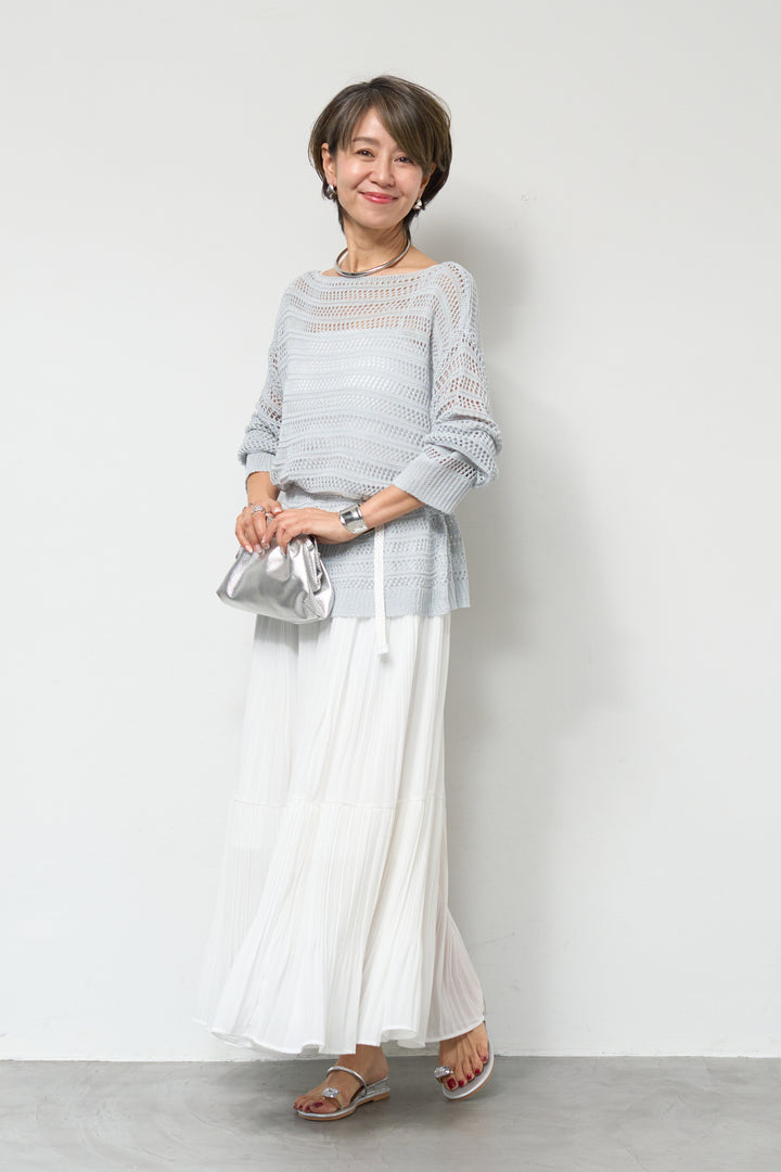 【4点セット】メッシュニット+セミシアースカートセットアップ