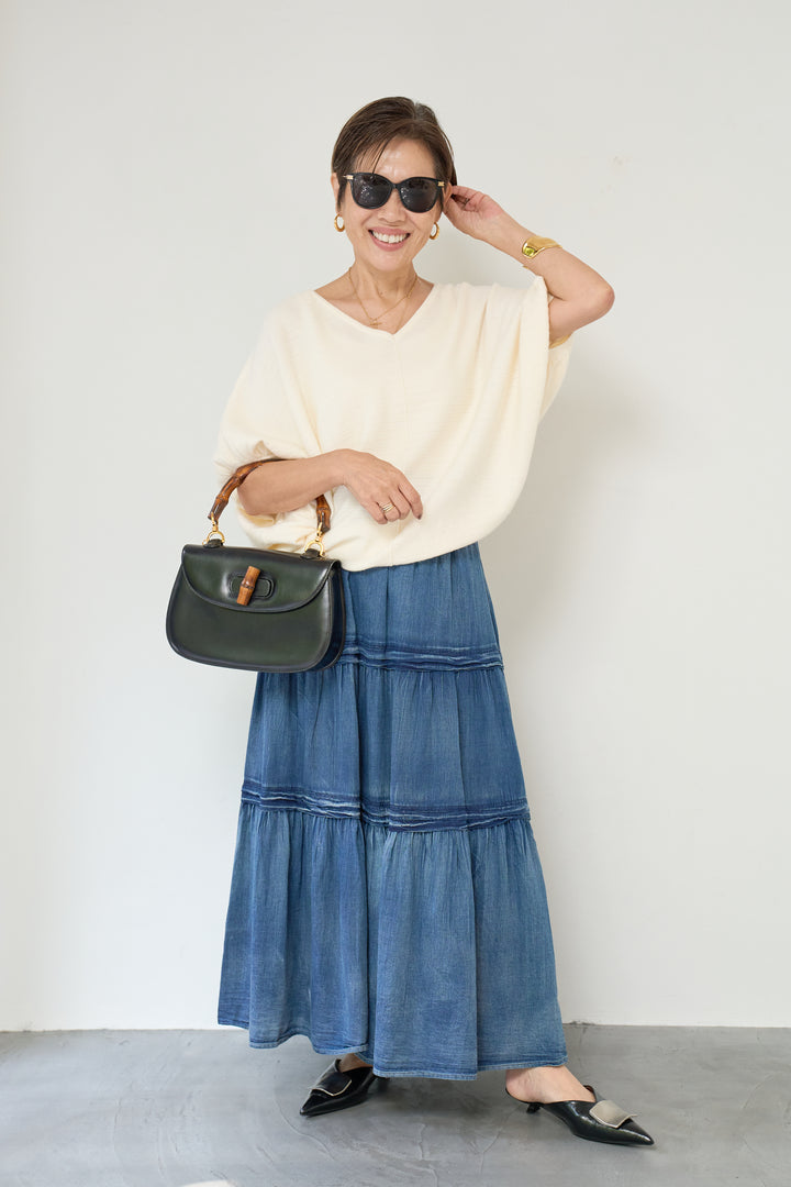 ドルマンVネックニット