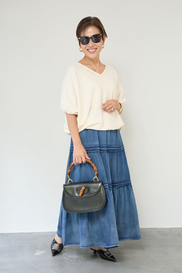 ドルマンVネックニット