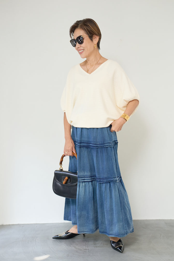 ドルマンVネックニット