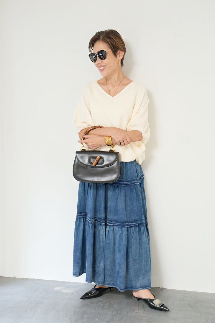 ドルマンVネックニット