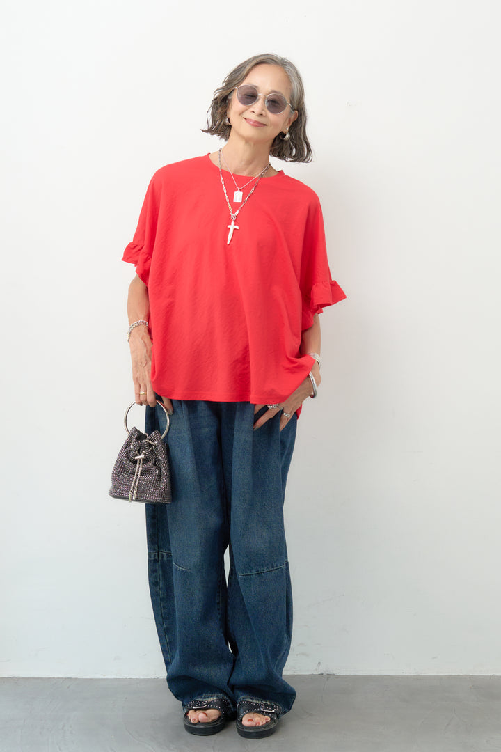 【接触冷感】袖フレア半袖Tシャツ