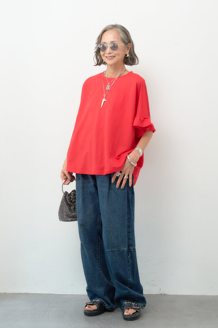【接触冷感】袖フレア半袖Tシャツ