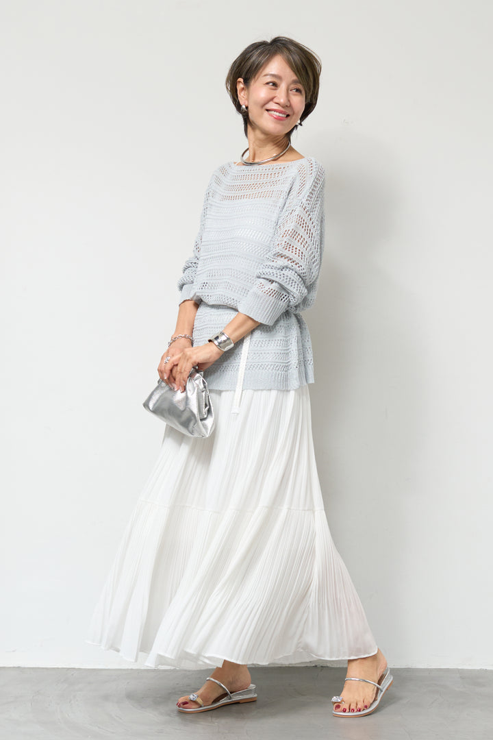 【4点セット】メッシュニット+セミシアースカートセットアップ