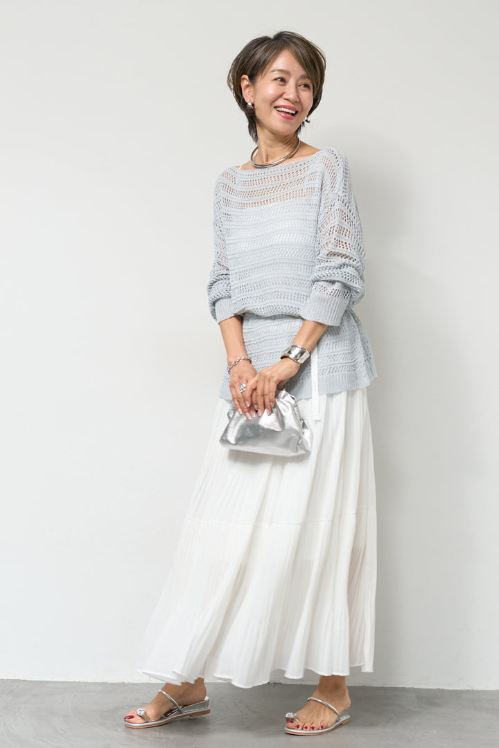 【4点セット】メッシュニット+セミシアースカートセットアップ