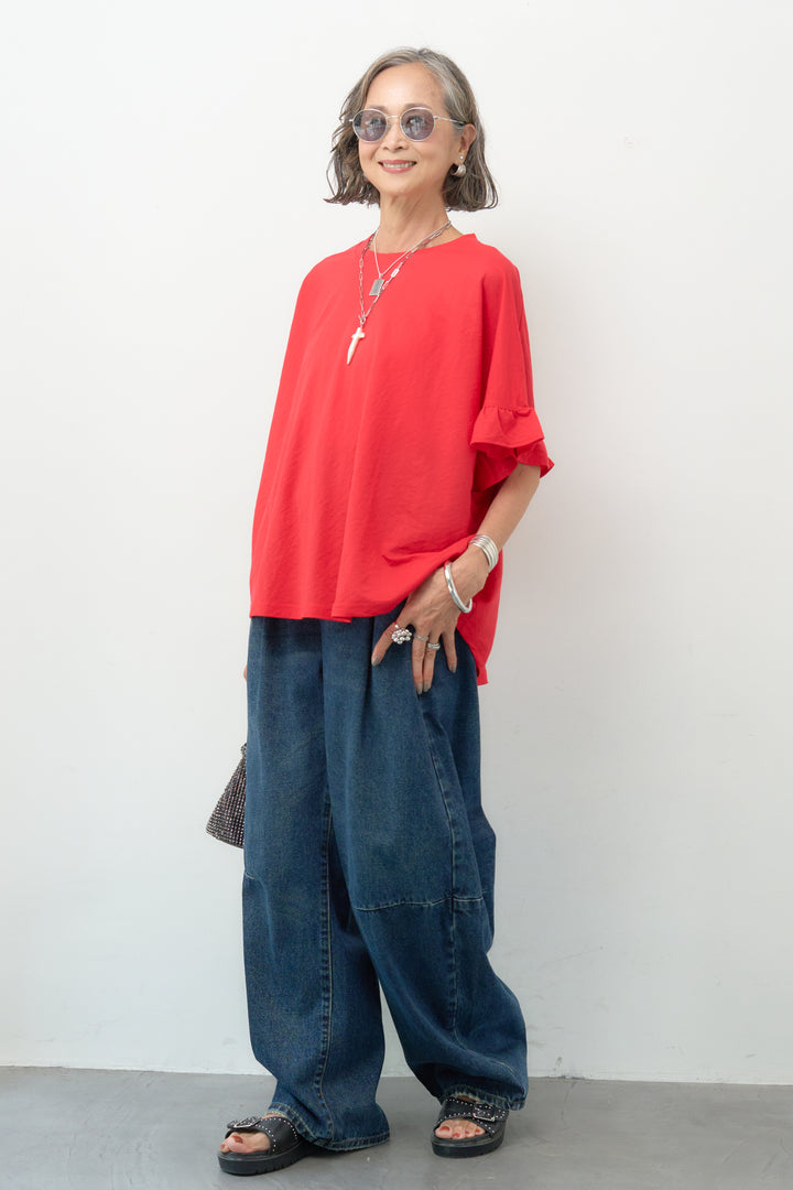 【接触冷感】袖フレア半袖Tシャツ