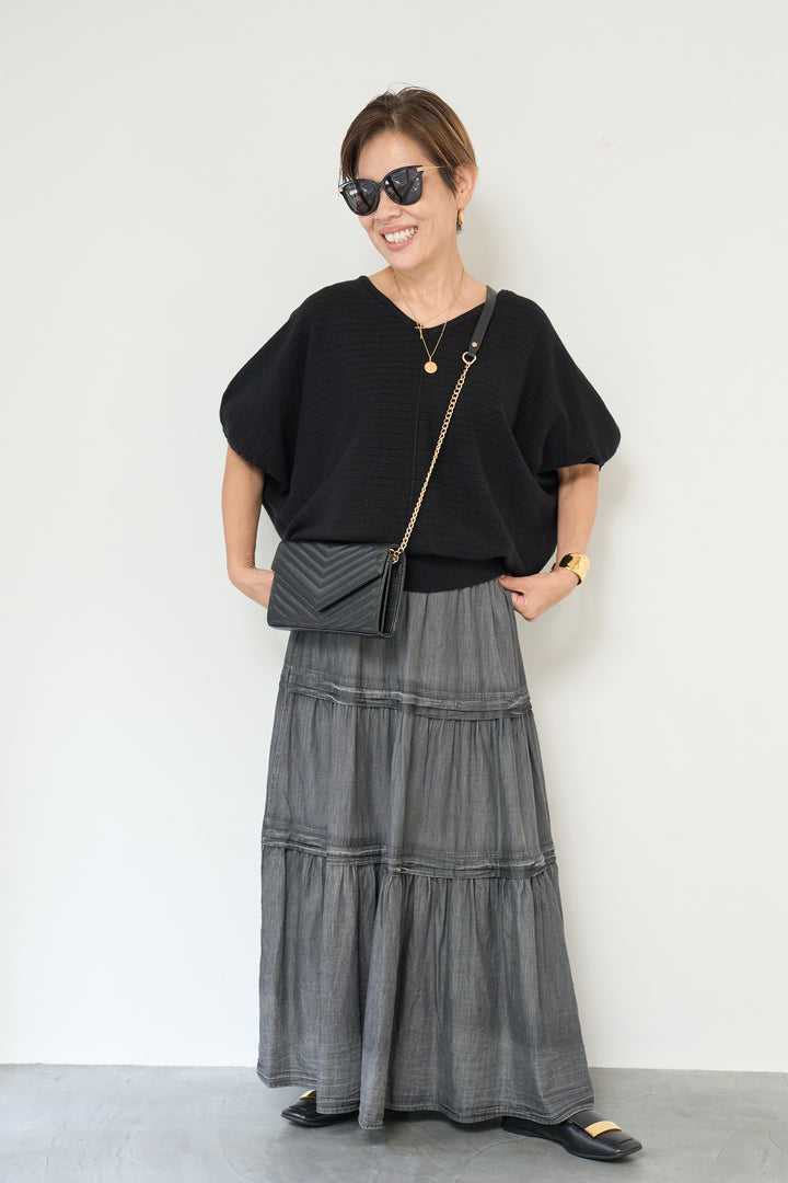 ドルマンVネックニット