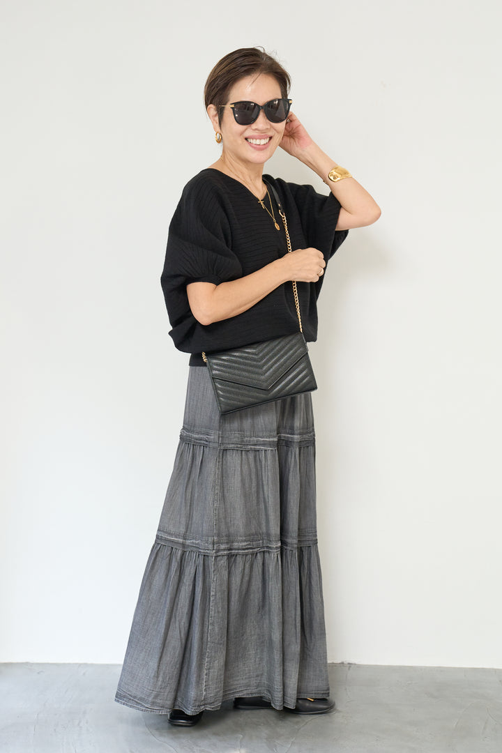 ドルマンVネックニット