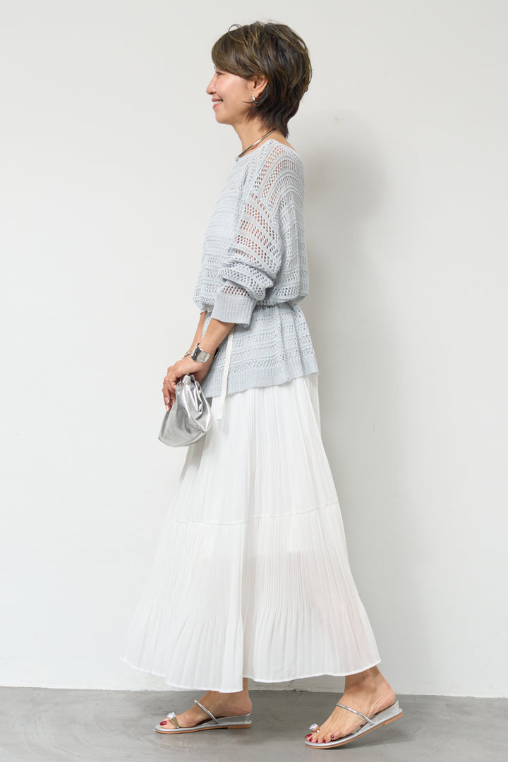 【4点セット】メッシュニット+セミシアースカートセットアップ