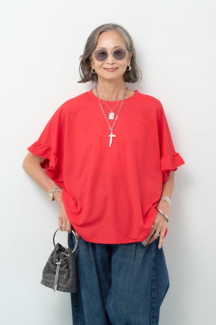 【接触冷感】袖フレア半袖Tシャツ