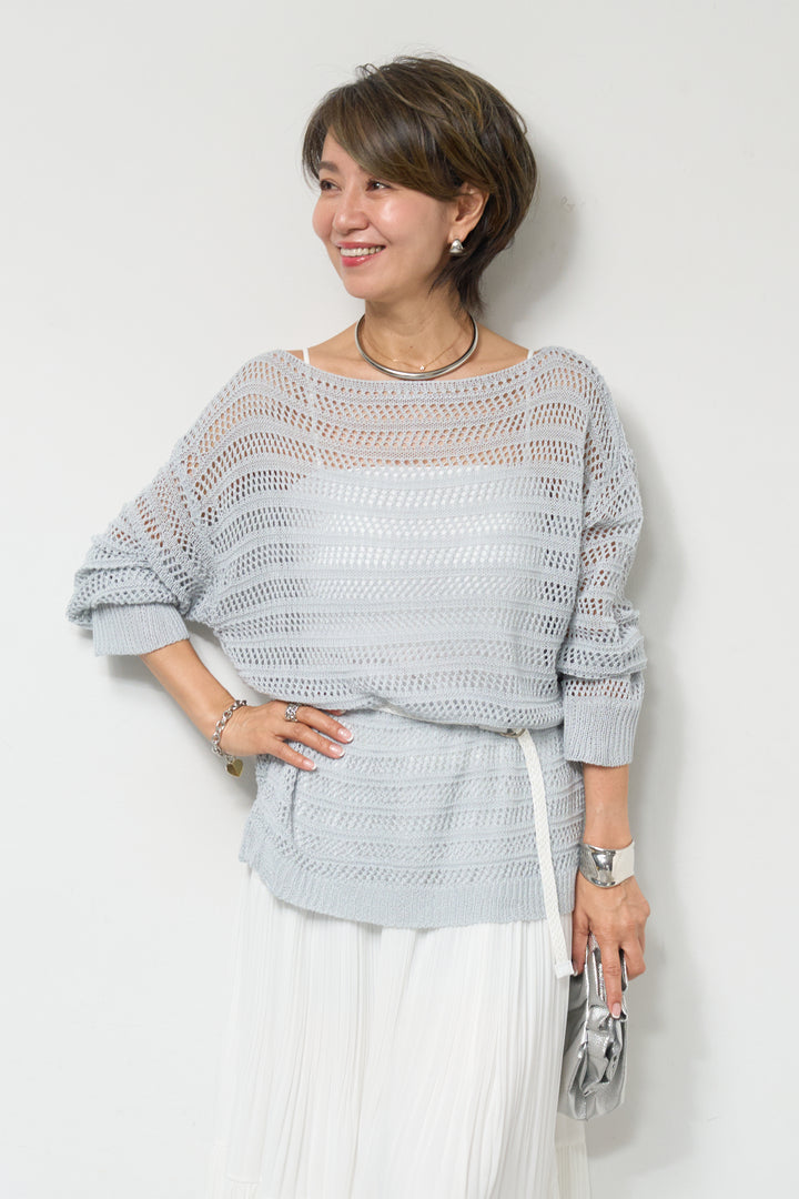 【4点セット】メッシュニット+セミシアースカートセットアップ