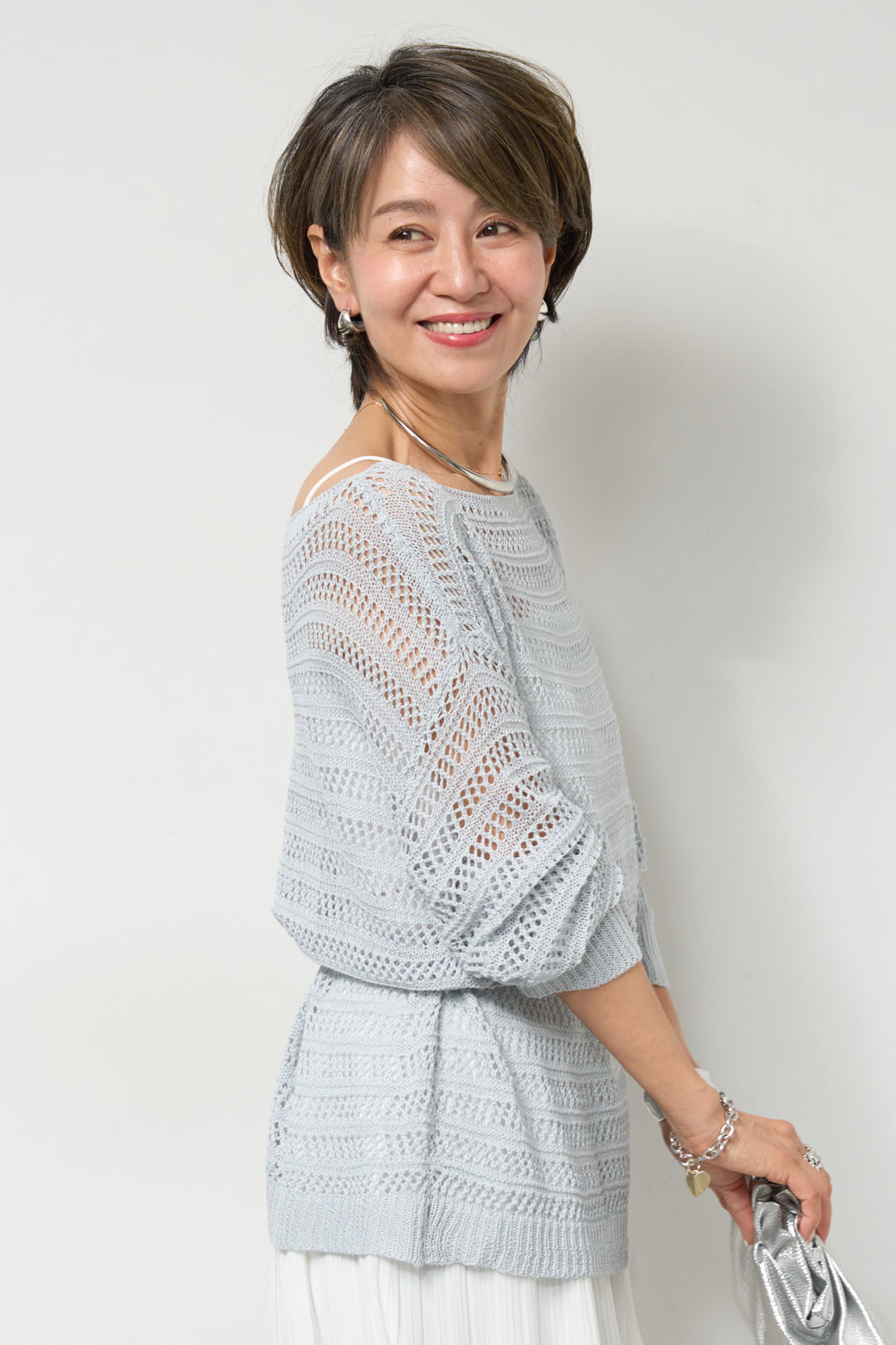 【4点セット】メッシュニット+セミシアースカートセットアップ