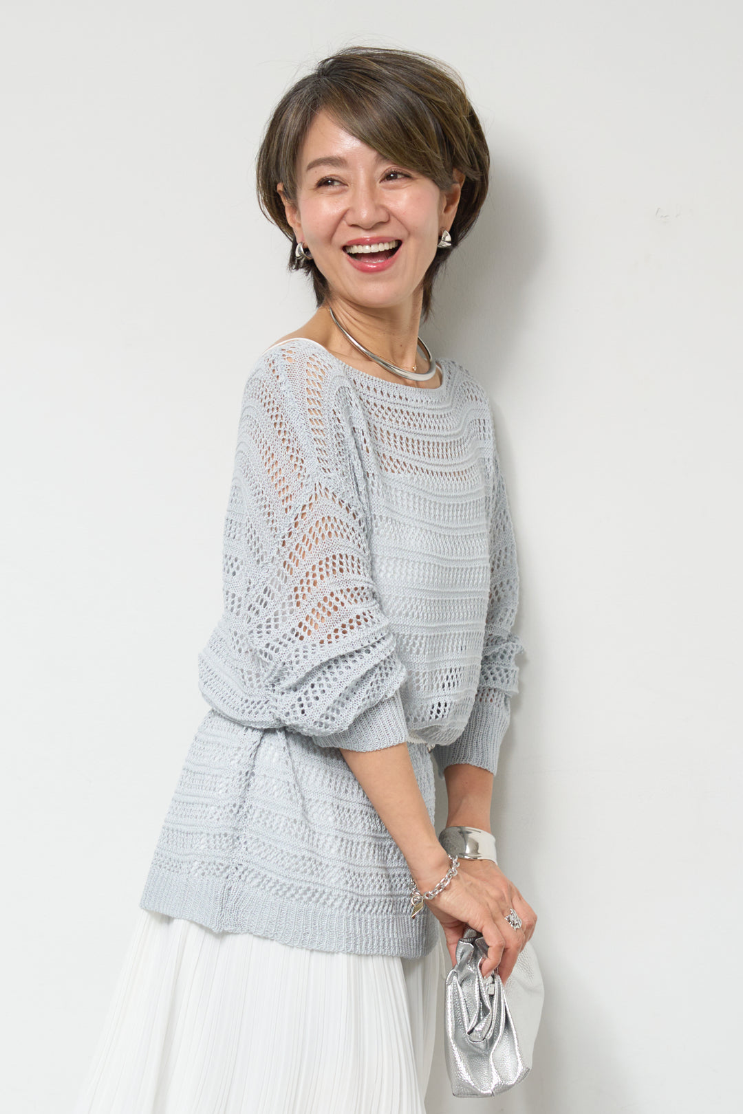 【4点セット】メッシュニット+セミシアースカートセットアップ