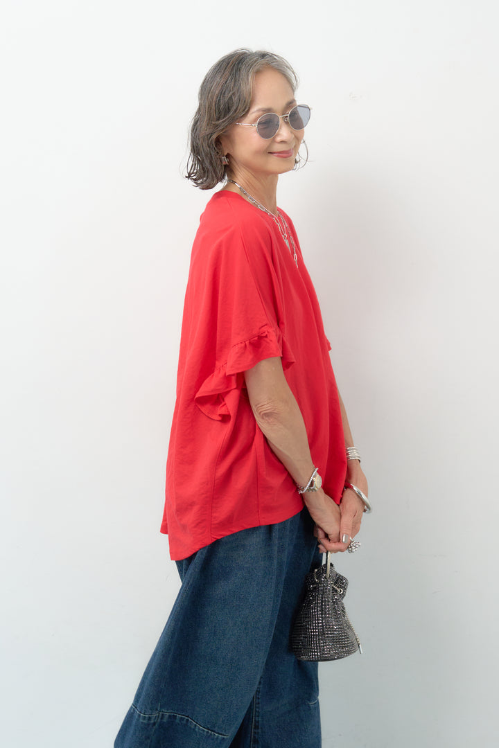 【接触冷感】袖フレア半袖Tシャツ