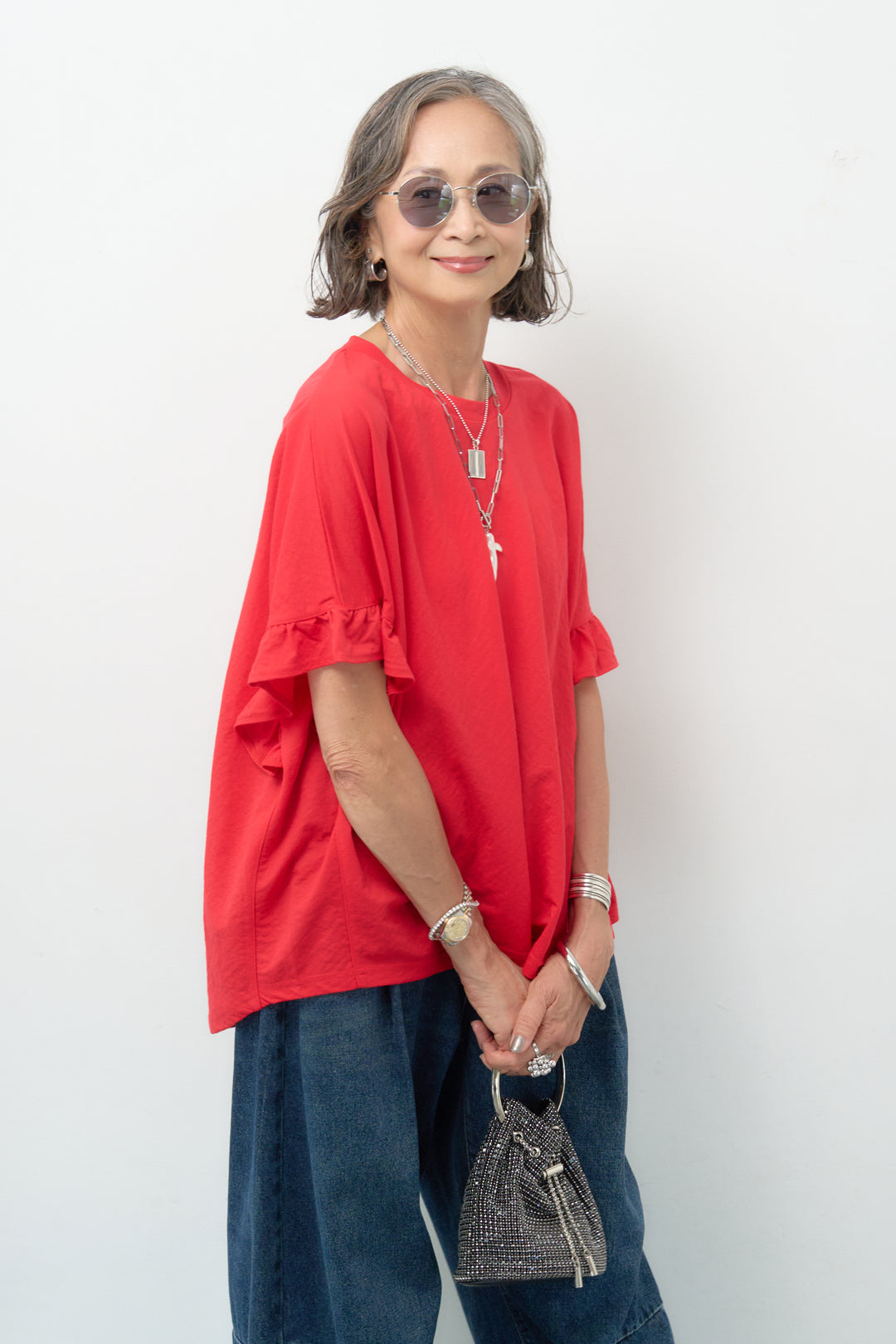 【接触冷感】袖フレア半袖Tシャツ