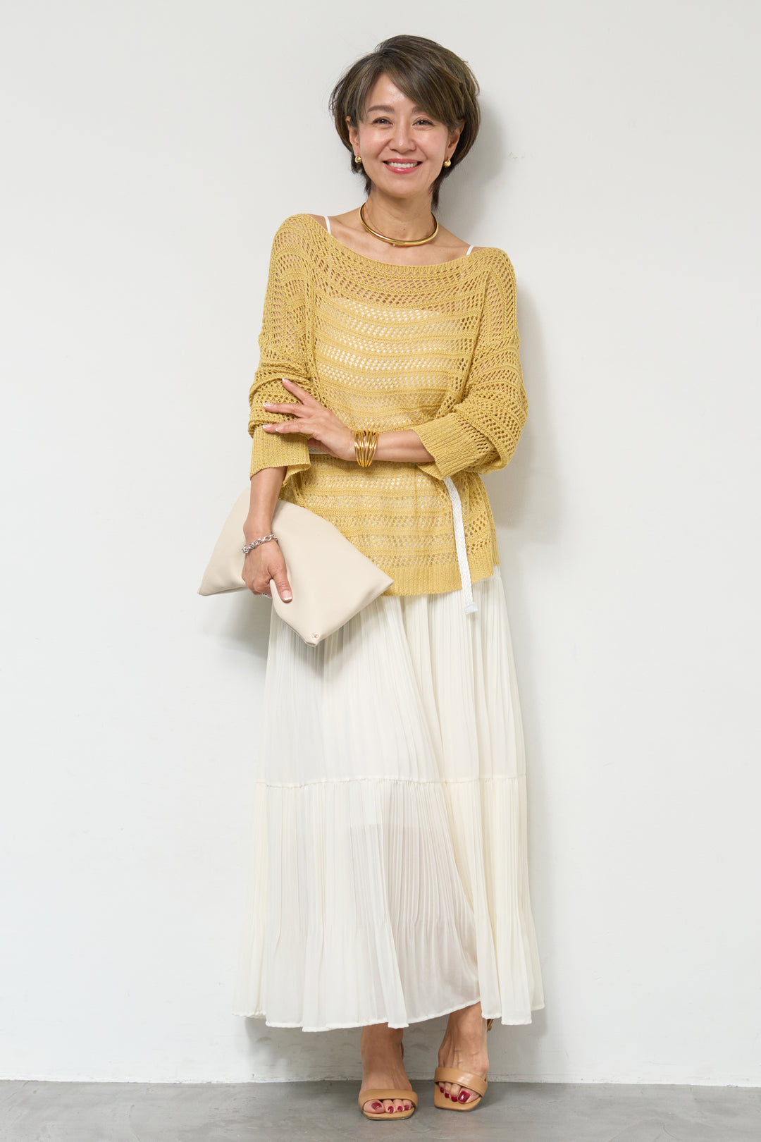 【4点セット】メッシュニット+セミシアースカートセットアップ