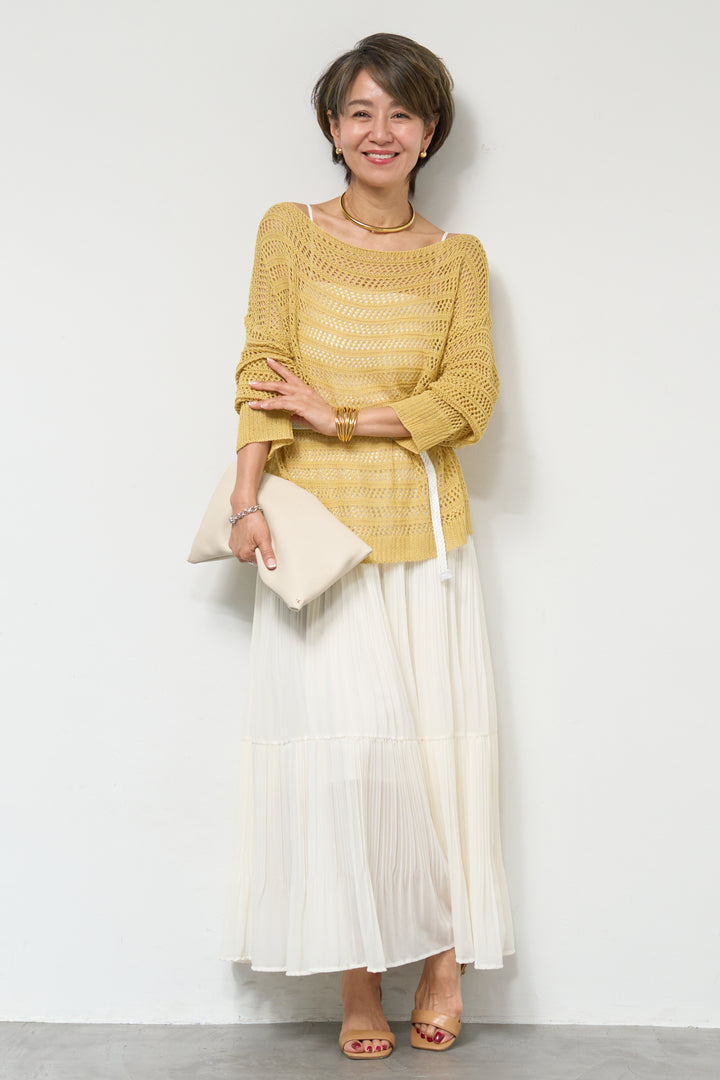 【4点セット】メッシュニット+セミシアースカートセットアップ