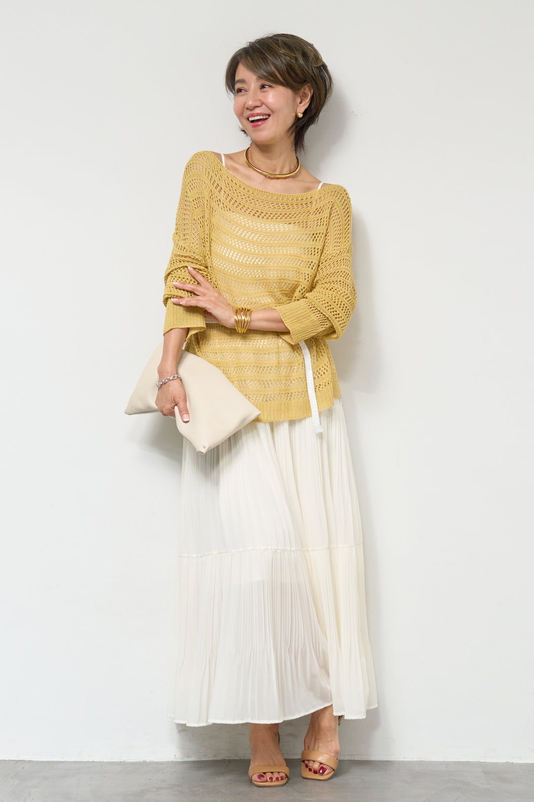 【4点セット】メッシュニット+セミシアースカートセットアップ