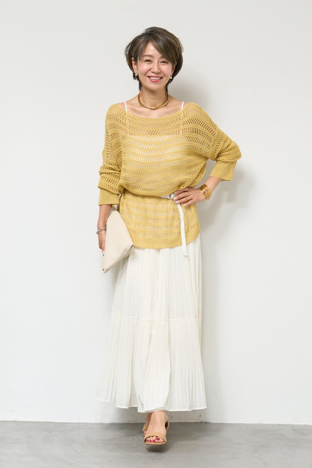 【4点セット】メッシュニット+セミシアースカートセットアップ