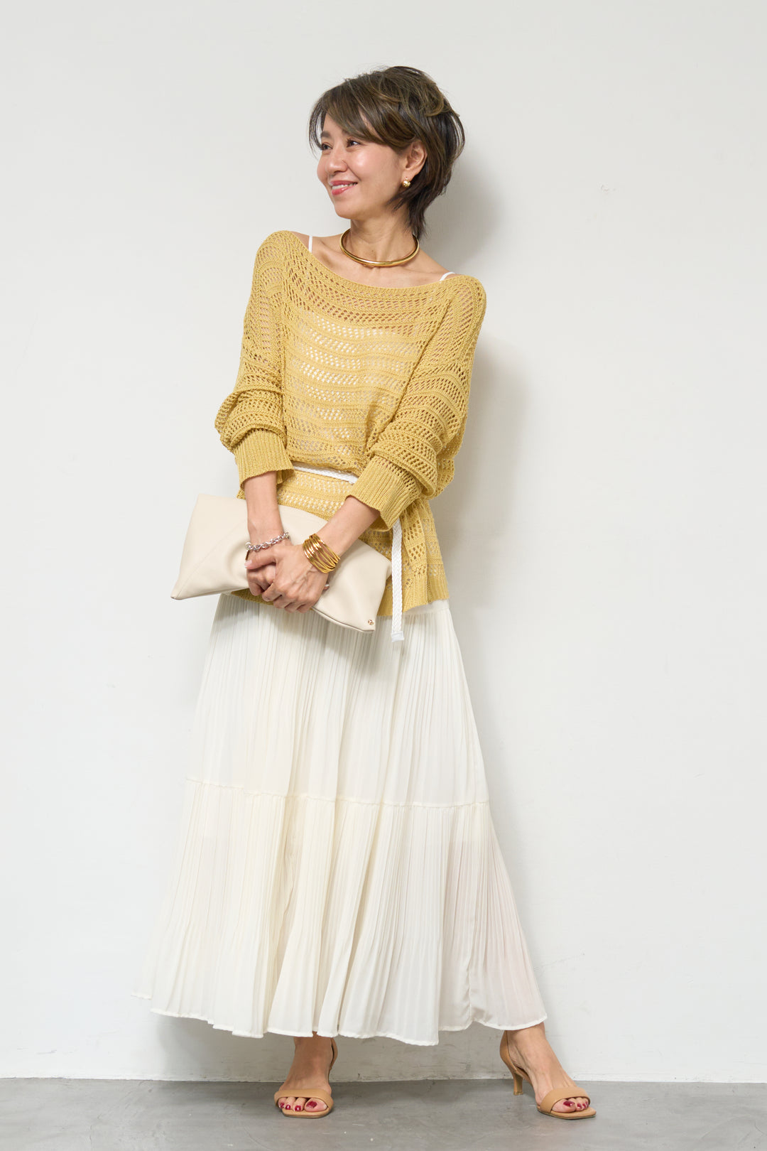 【4点セット】メッシュニット+セミシアースカートセットアップ