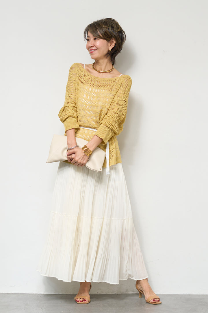 【4点セット】メッシュニット+セミシアースカートセットアップ