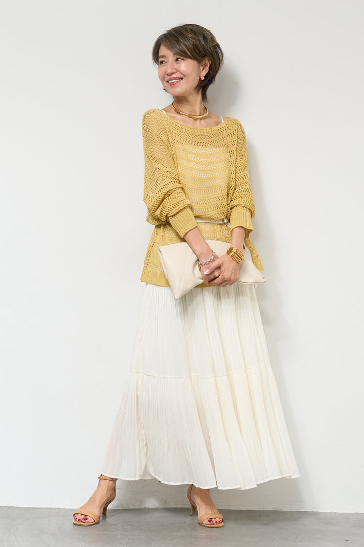 【4点セット】メッシュニット+セミシアースカートセットアップ