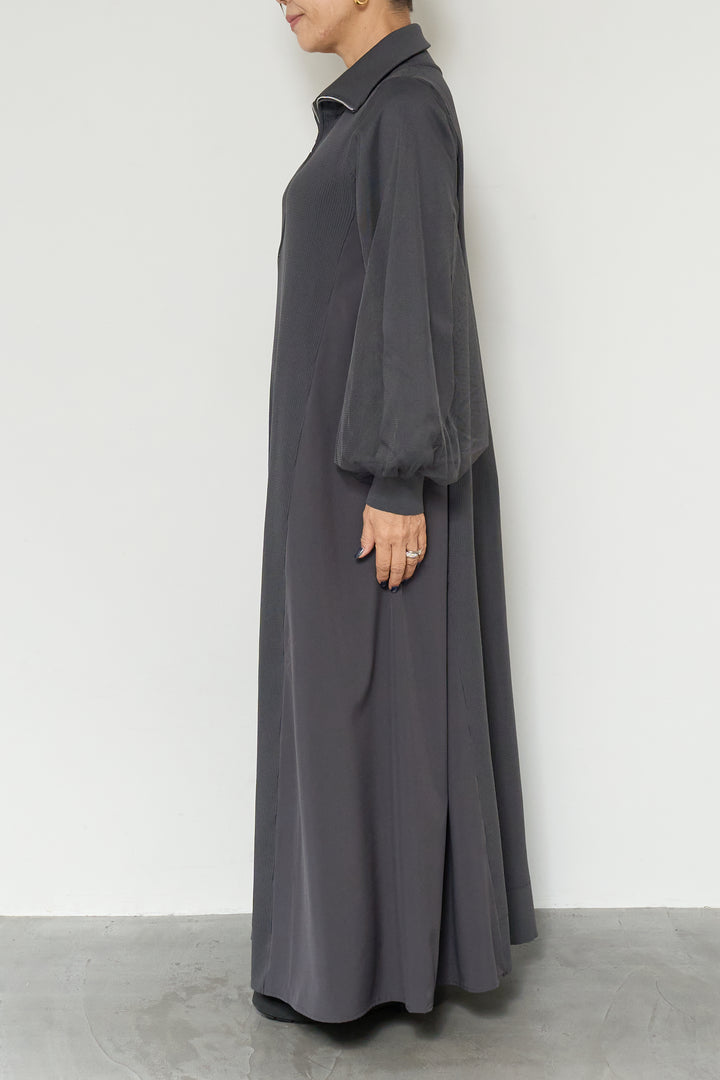 チュールスリーブニットワンピース