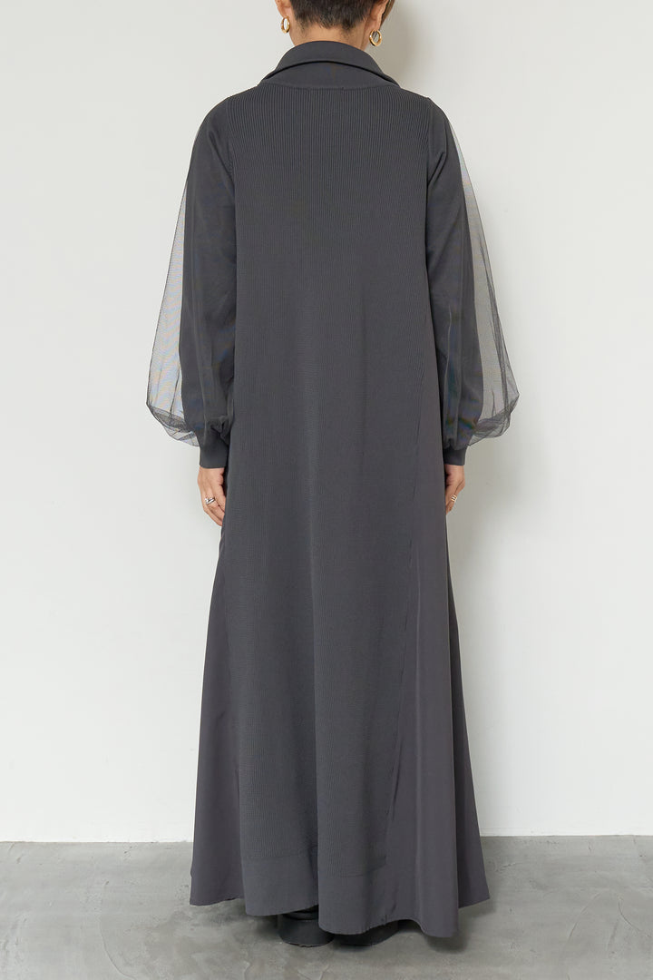 チュールスリーブニットワンピース