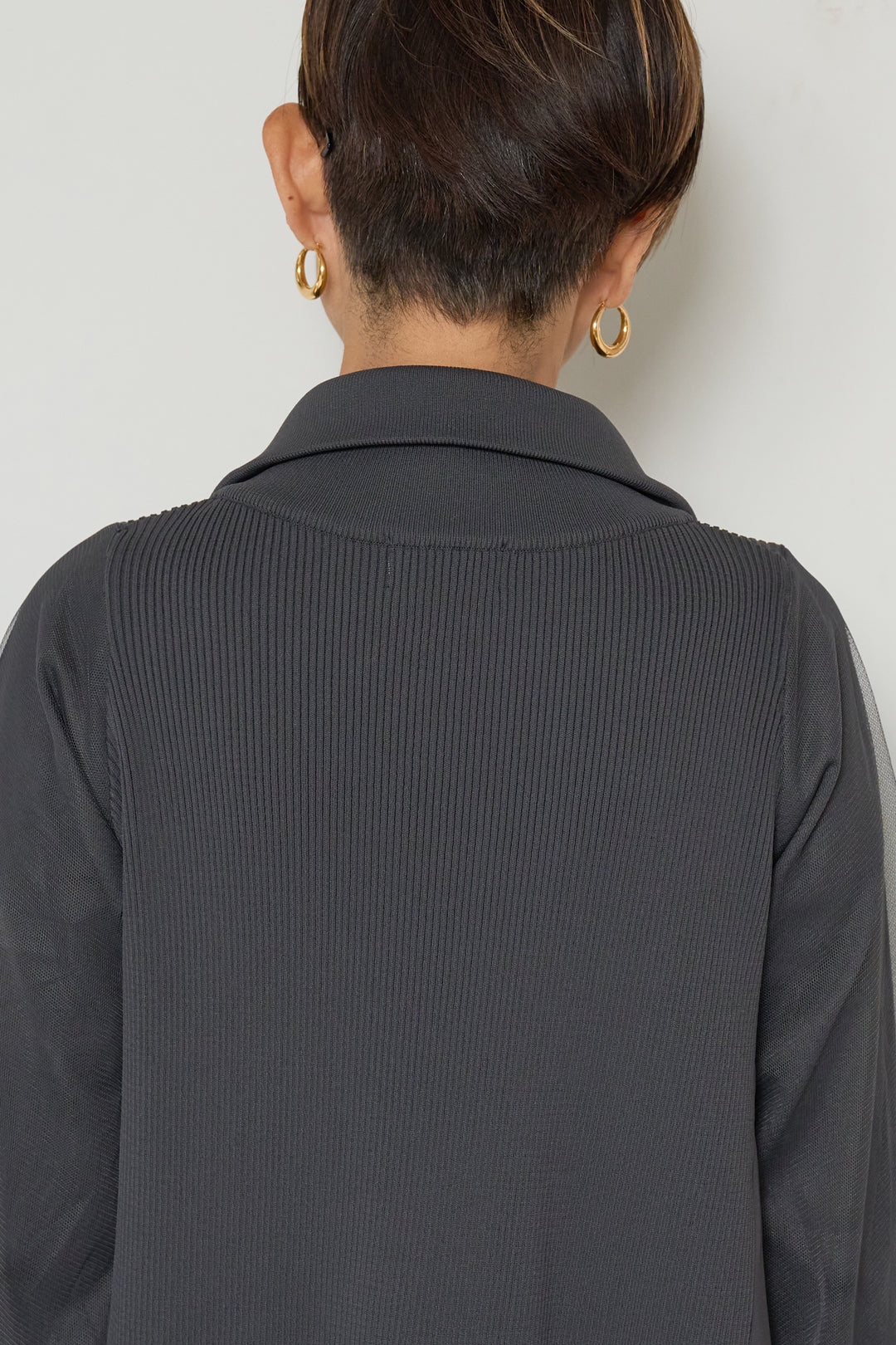 チュールスリーブニットワンピース