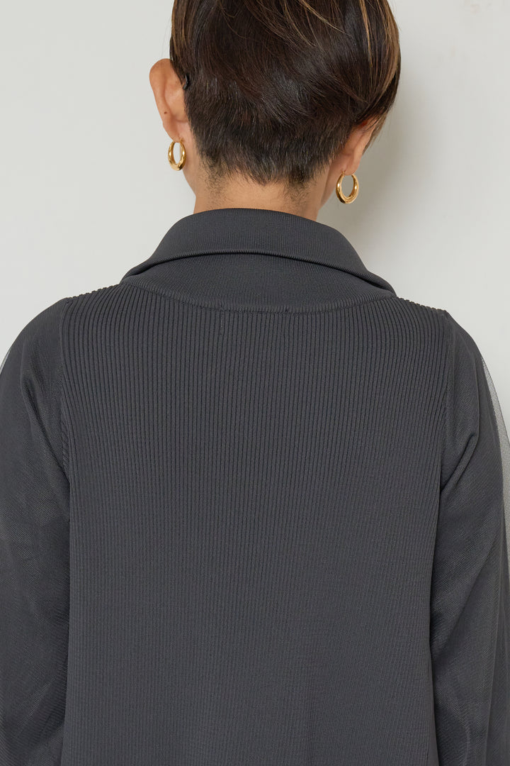 チュールスリーブニットワンピース