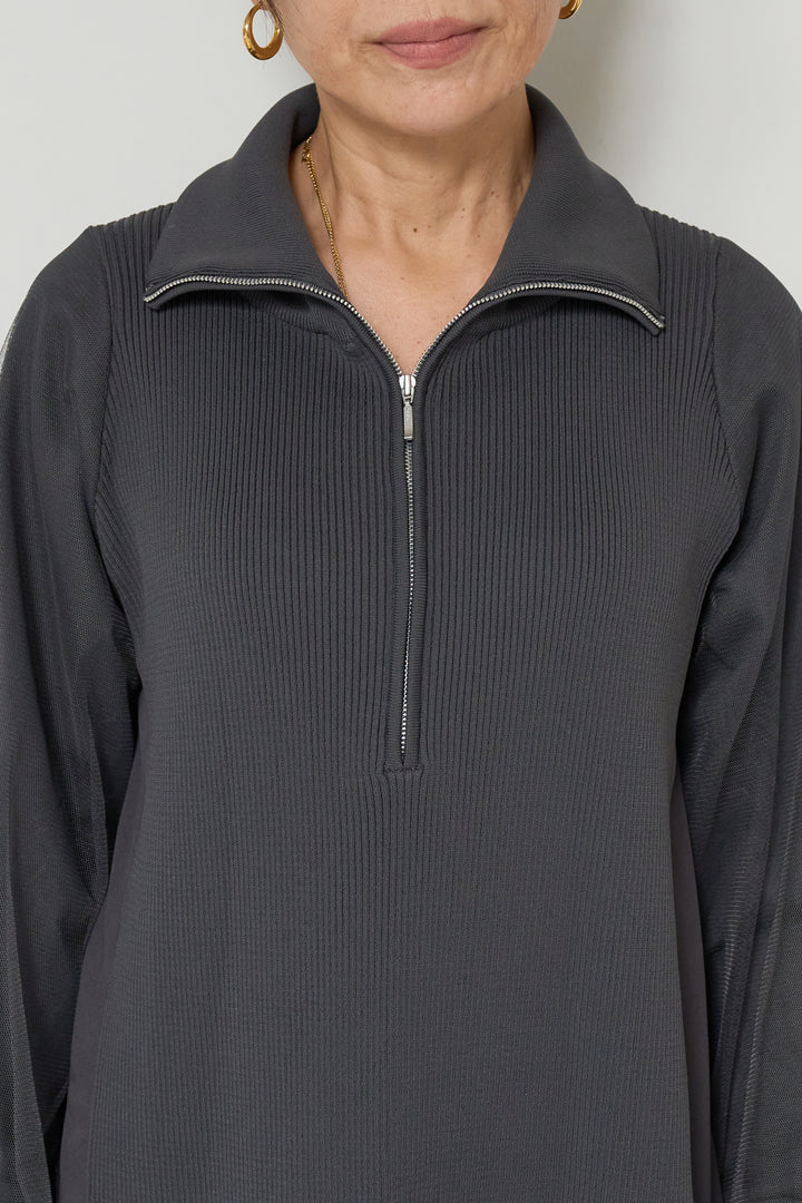 チュールスリーブニットワンピース