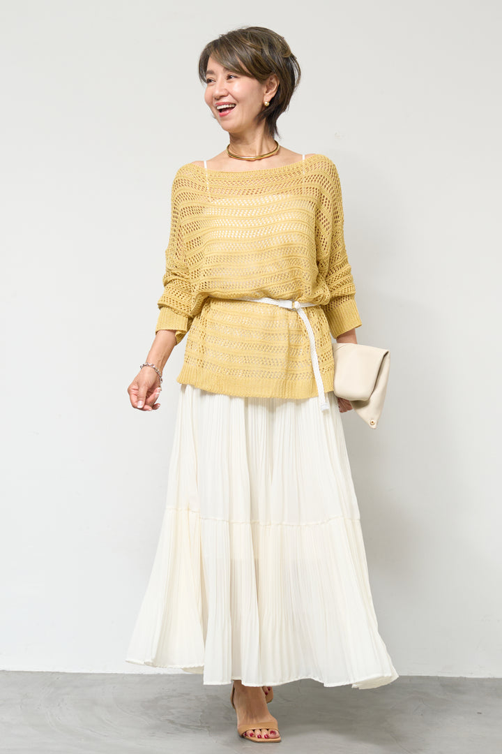 【4点セット】メッシュニット+セミシアースカートセットアップ