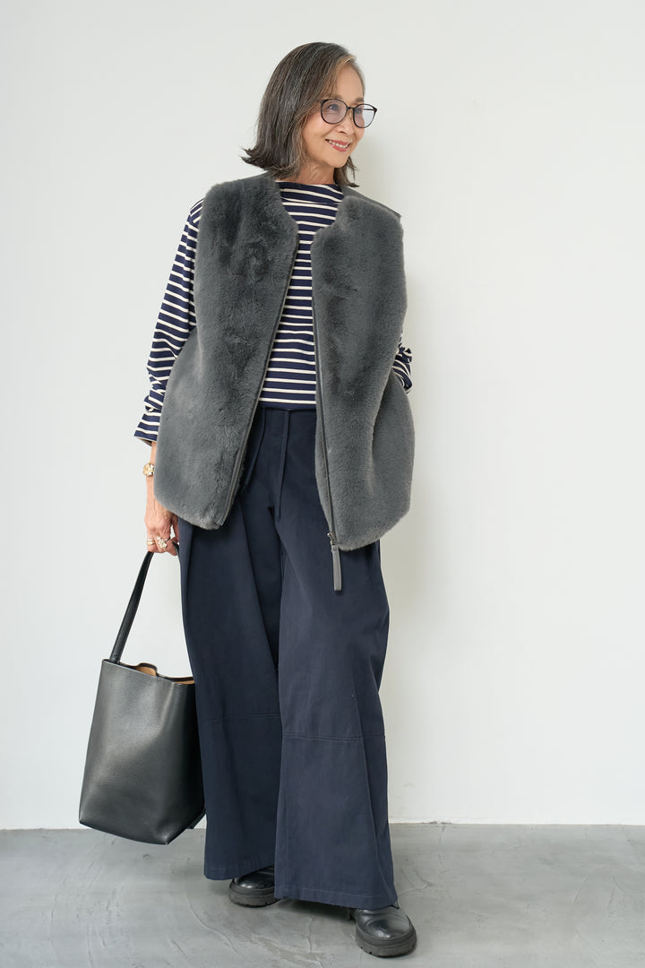 エコファー×ムートンチュニックベスト