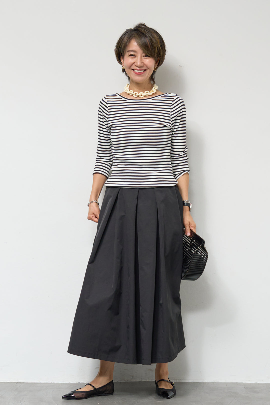 バックUネックボーダーカットソー