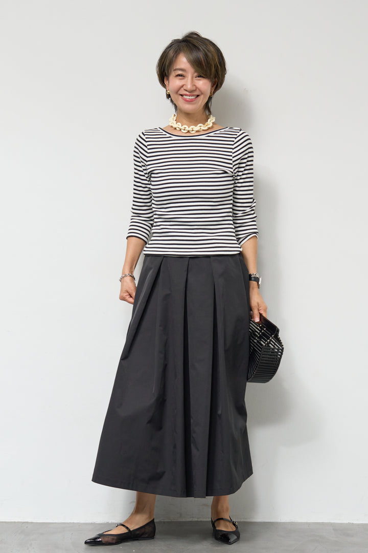 バックUネックボーダーカットソー