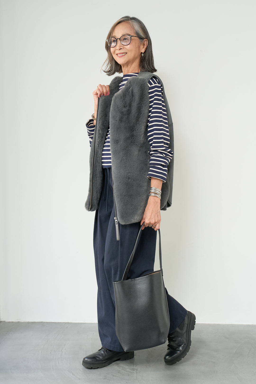 エコファー×ムートンチュニックベスト