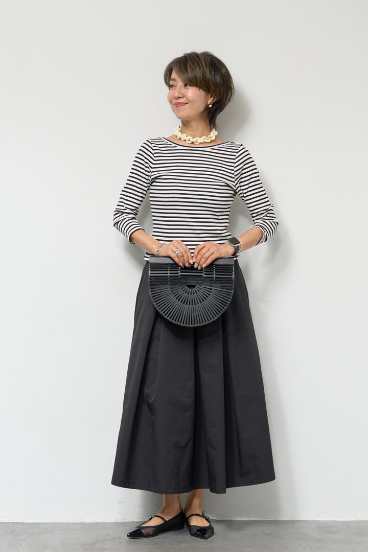 バックUネックボーダーカットソー