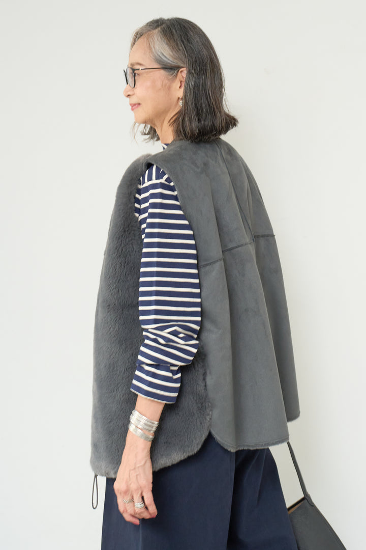エコファー×ムートンチュニックベスト
