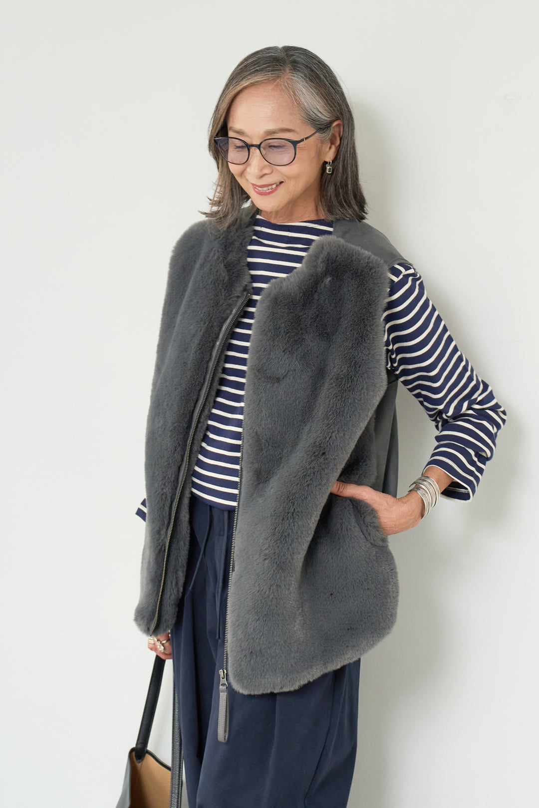 エコファー×ムートンチュニックベスト