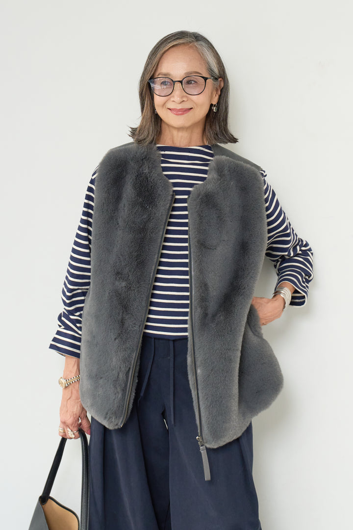 エコファー×ムートンチュニックベスト