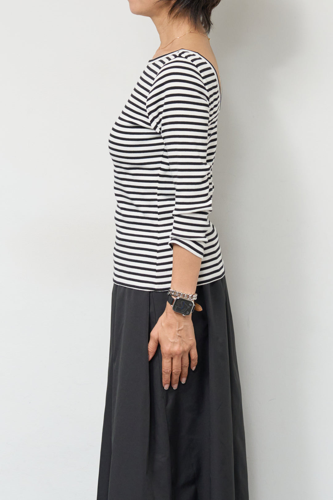 バックUネックボーダーカットソー