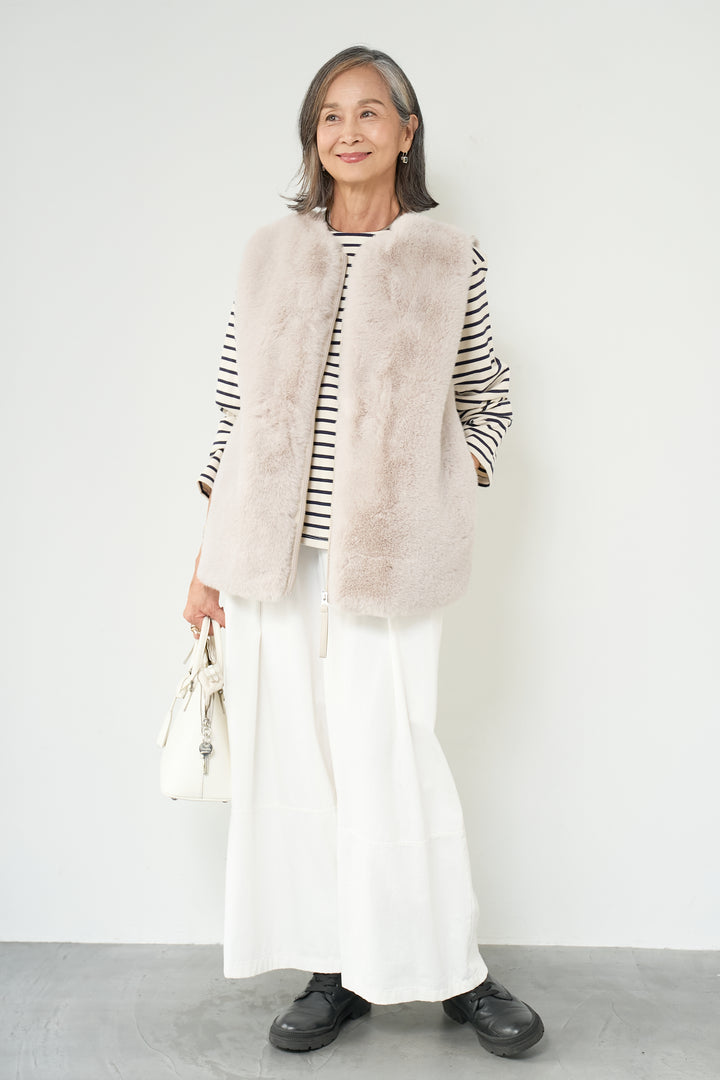 エコファー×ムートンチュニックベスト