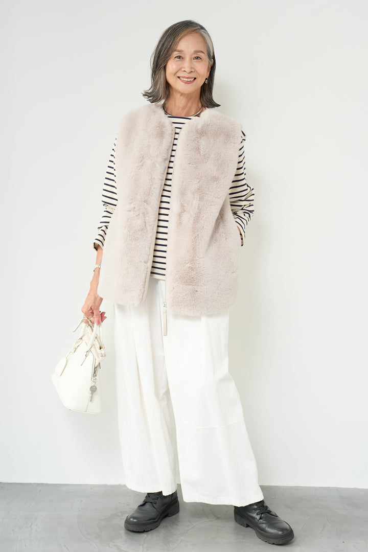 エコファー×ムートンチュニックベスト