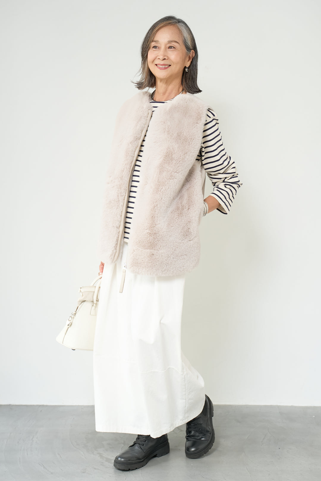 エコファー×ムートンチュニックベスト