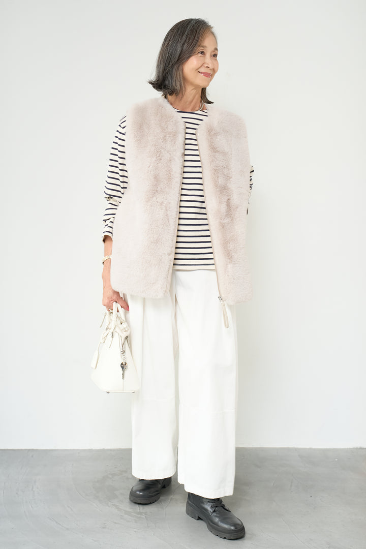 エコファー×ムートンチュニックベスト