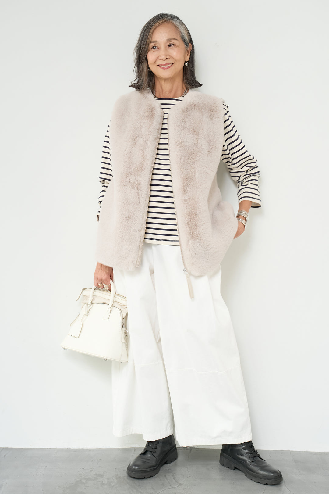 エコファー×ムートンチュニックベスト