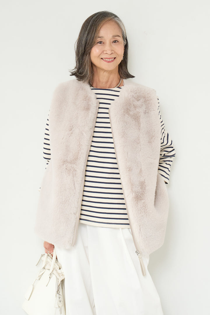 エコファー×ムートンチュニックベスト