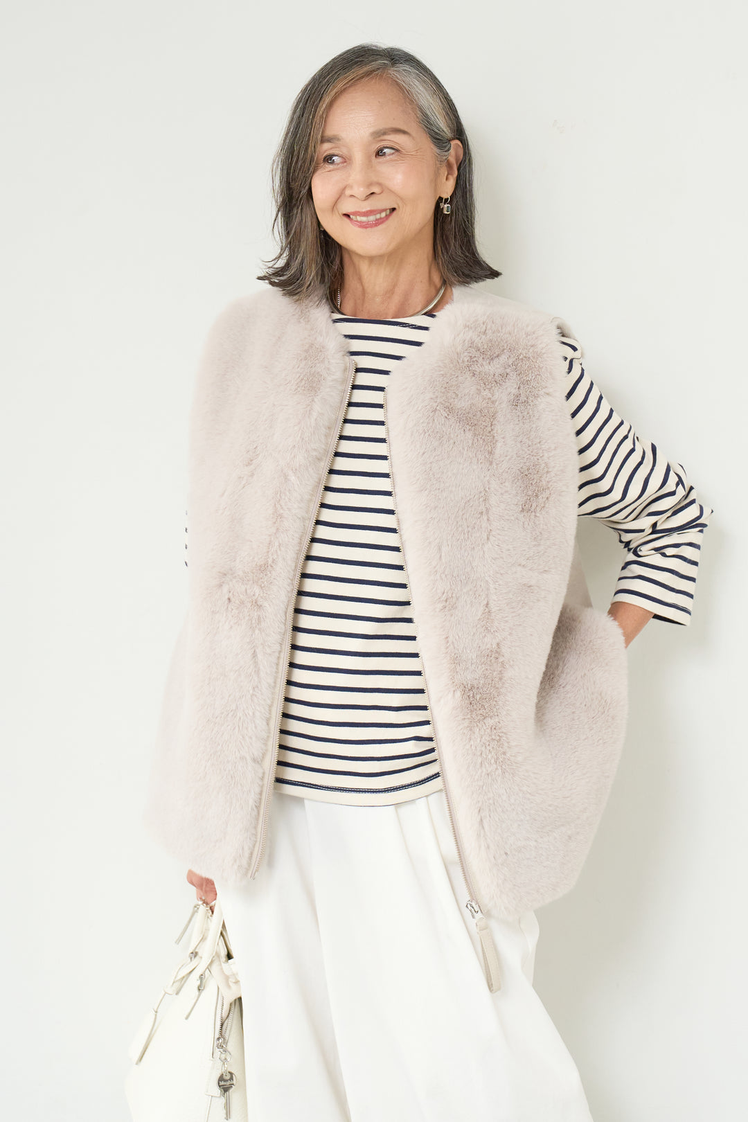 エコファー×ムートンチュニックベスト