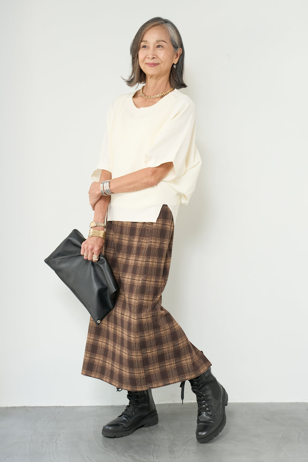 チェックナロースカート